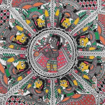 Buy Madhubani Krishna Raas Leela Ethnic Handmade Mithila Painting