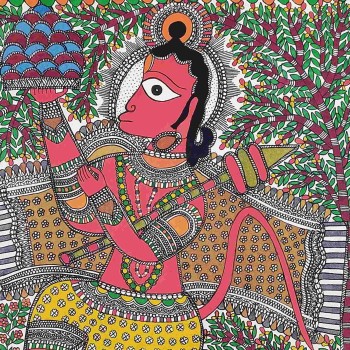 Buy Madhubani Hanuman Gets Sanjeevni Booti Ethnic Handmade Mithila Painting