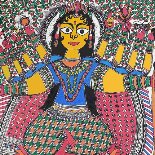 Buy Madhubani Goddess Durga Ethnic Handmade Mithila Painting