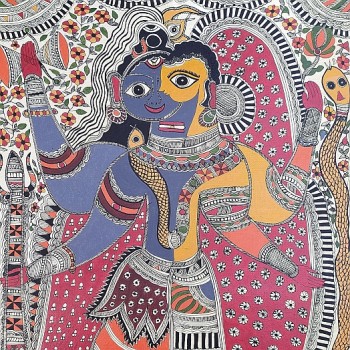 Buy Madhubani Shiva Ardhnarishwar Ethnic Handmade Mithila Painting