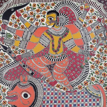 Buy Madhubani Bhagwati Avatar Of Durga Ethnic Handmade Mithila Painting