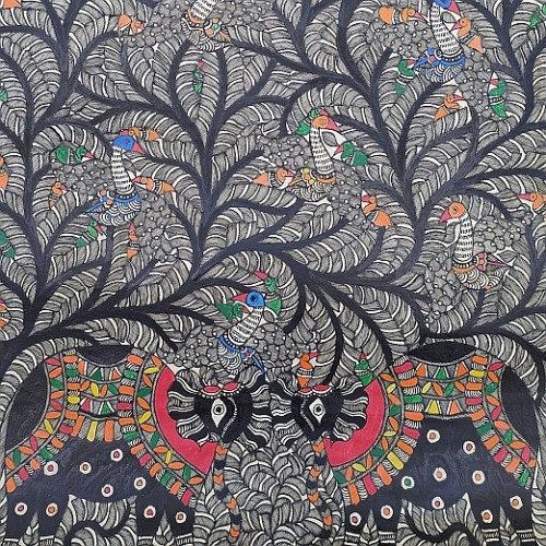 Buy Madhubani Sacred Tree Of Life And Nature Ethnic Handmade Mithila Painting